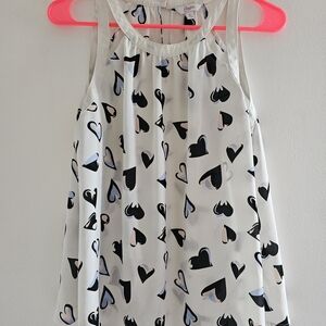 Candie's White and Black Heart Print Top
